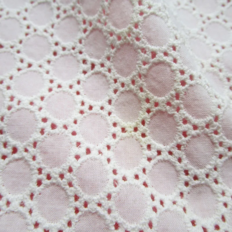 

Exquisite lace 100% cotton cutout embroidered fabric handmade diy cloth for girl dress embroidery female shirt blouse making