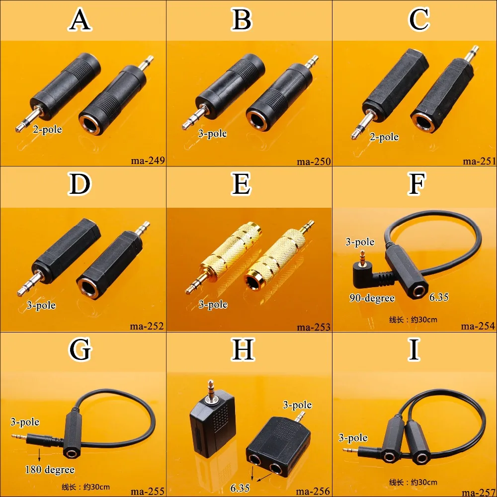 ChengHaoRan 9 моделей 2 / 3 полюса 3,5 мм до 6,5 6,35 мм аудио адаптер штекер-гнездо стерео конвертер динамик
