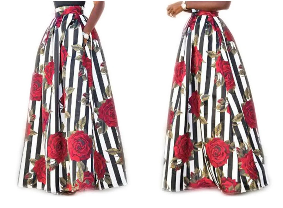 TIGENA, винтажная, размера плюс, длинная, макси юбка, для женщин,, весна-лето, трапециевидная, с большим подолом, Boho, с цветочным принтом, в горошек, юбка-пачка для женщин