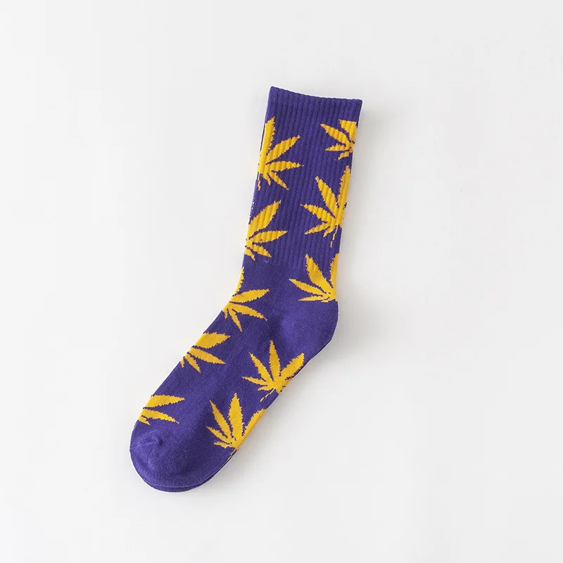 zihuang 1 pair Men's Fashion Business Weed Hemp Cotton Socks Street Fashion Skateboard Couple Girls Harajuku Trend Socks Give Men a Gift - Цвет: zihuang