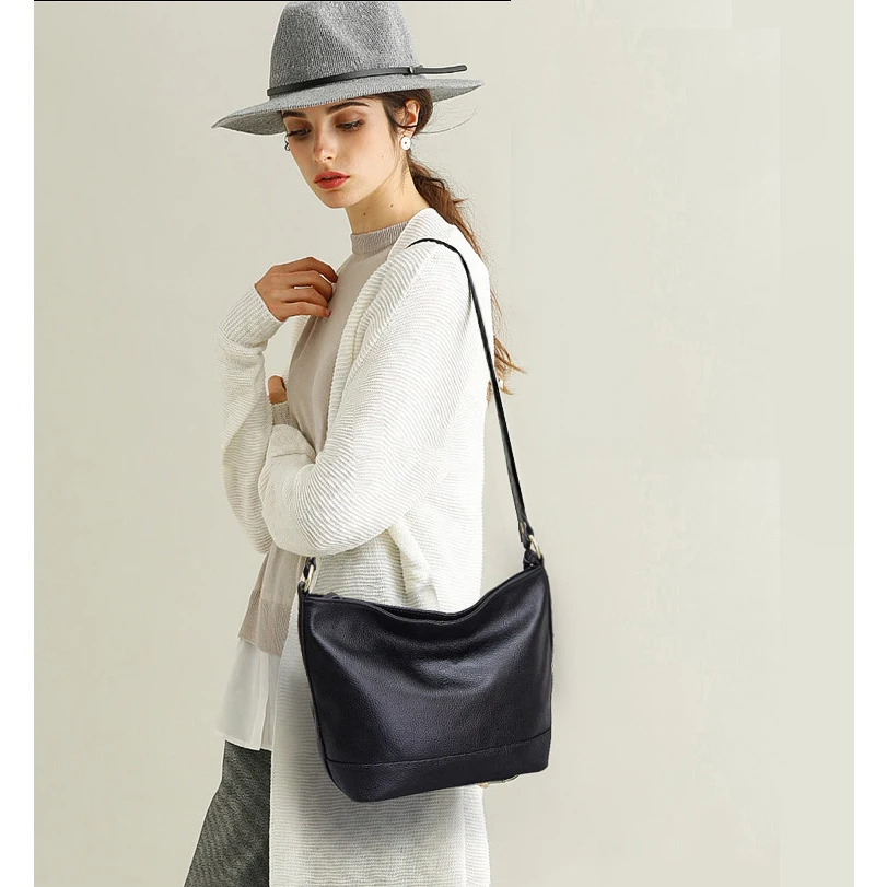 Простая женская сумка ведро из мягкой кожи универсальная дизайнерская 100%