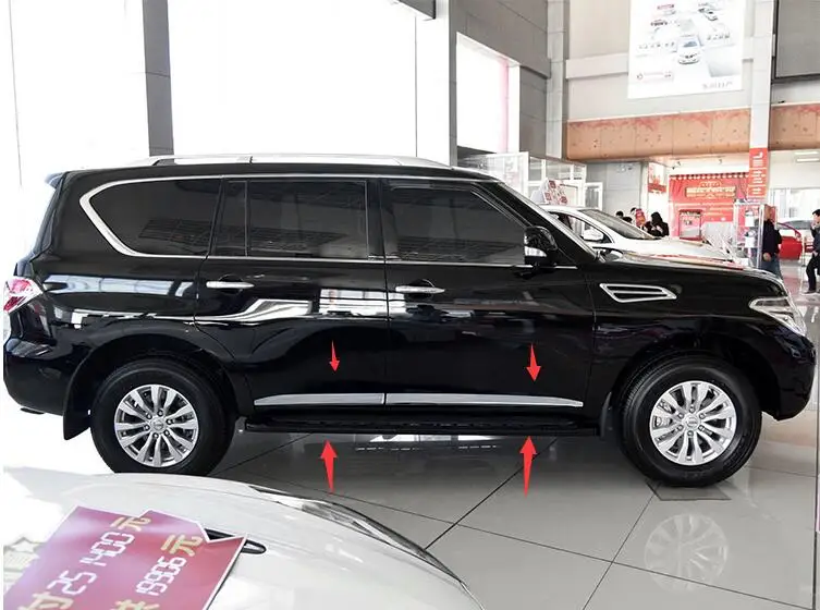 Автомобильный Стайлинг 4 шт. ABS Хромированная Боковая дверь корпус формовочная крышка отделка полосы пластина для Nissan PATROL Y62 2010- Infiniti QX56 QX80