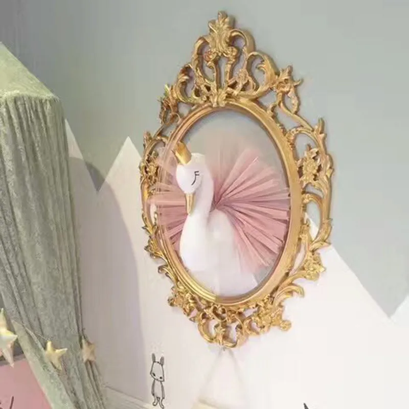 Фламинго Лебедь Золотая Корона Wall Art 3D для девочек розовый Гусь кукла Мягкая