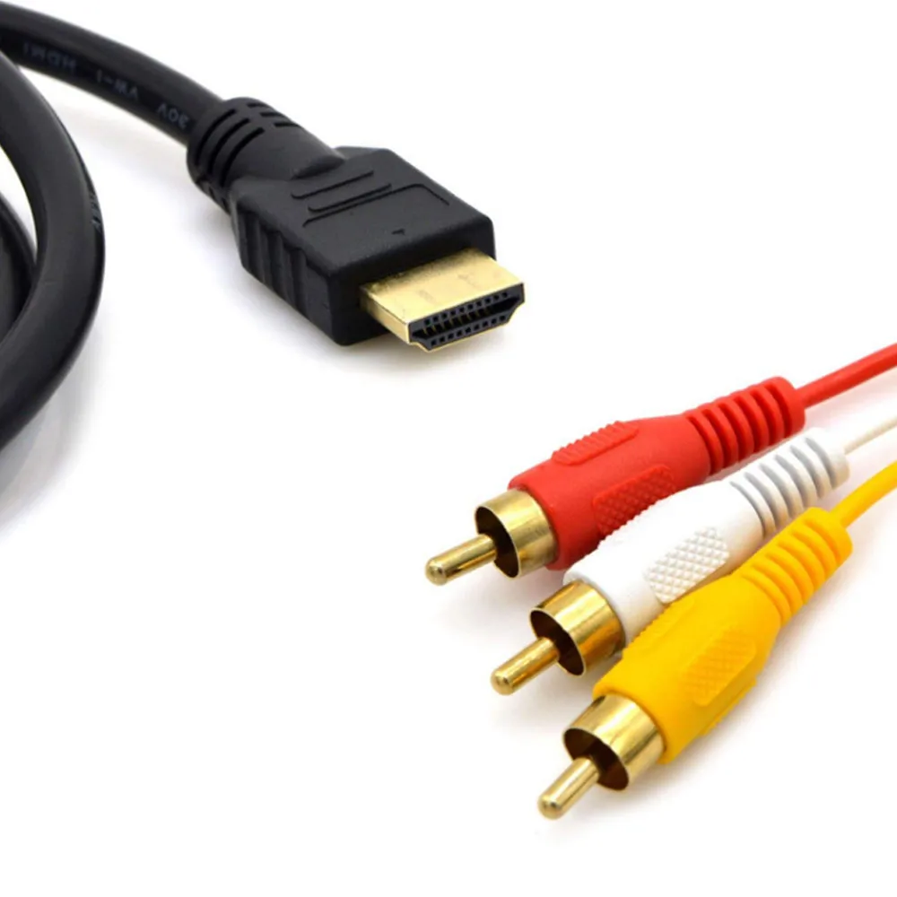 New 1080P HDTV Convert HDMI Male To 3 RCA Audio Video AV Cable Adapter for PS4 Xbox TV PC Box Hdmi Av Converter Connector |