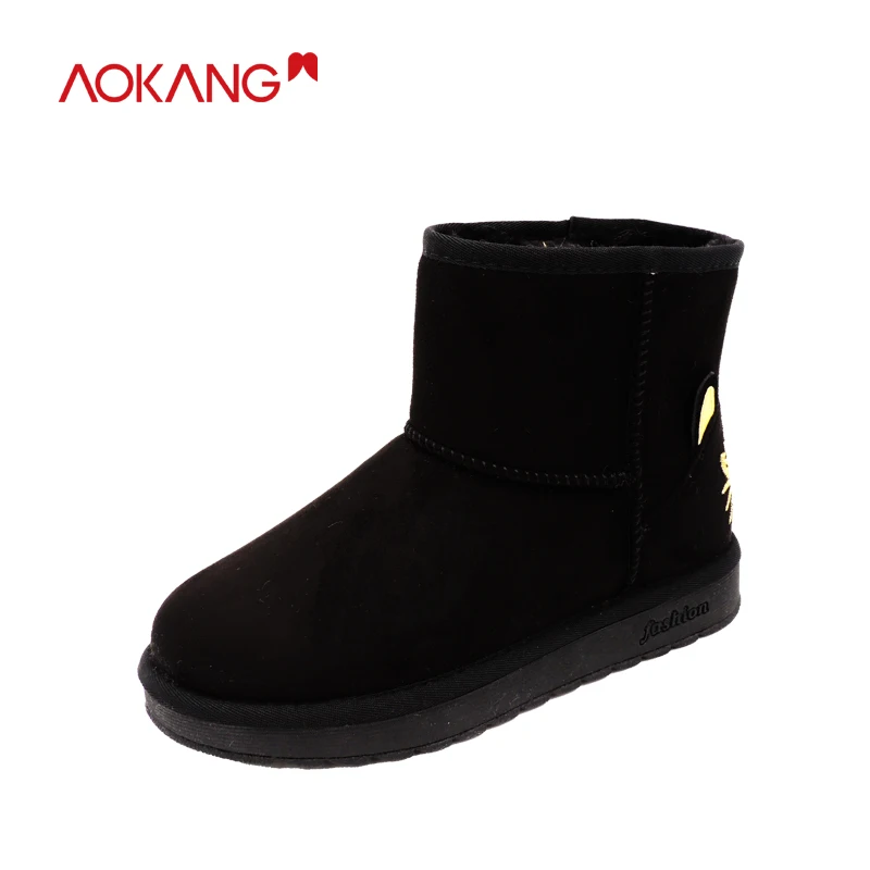 Женские ботильоны до середины икры AOKANG теплые однотонные короткие с плюшевой