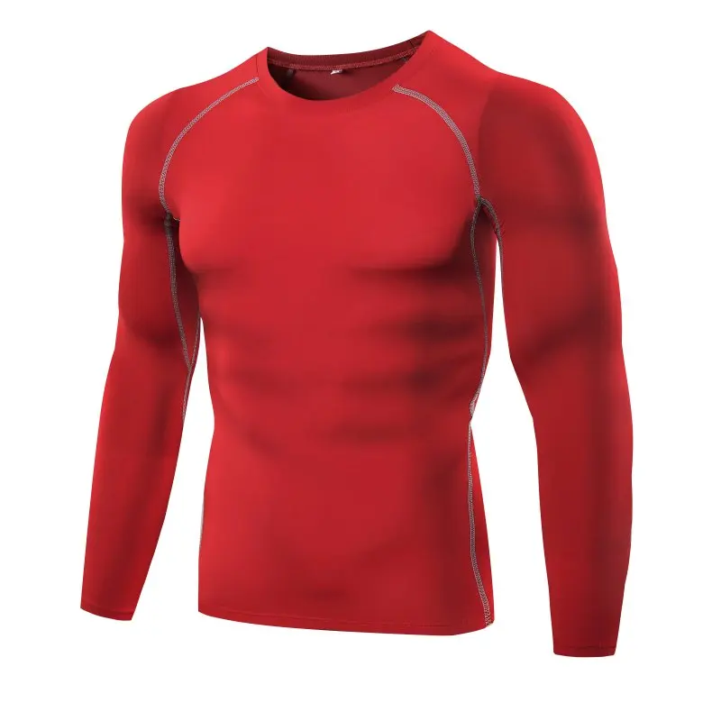 Мужская компрессионная тренировочная рубашка Рашгард фитнес с длинными рукавами базовый слой кожа