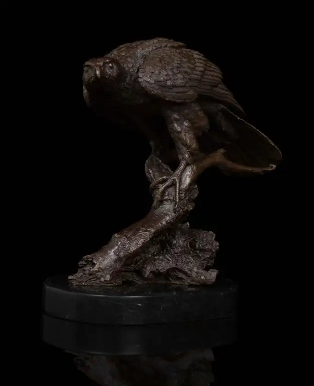 31 см западное арт-деко из чистой бронзы Lanneret Tercel Hawk Eagle орнамент скульптура |