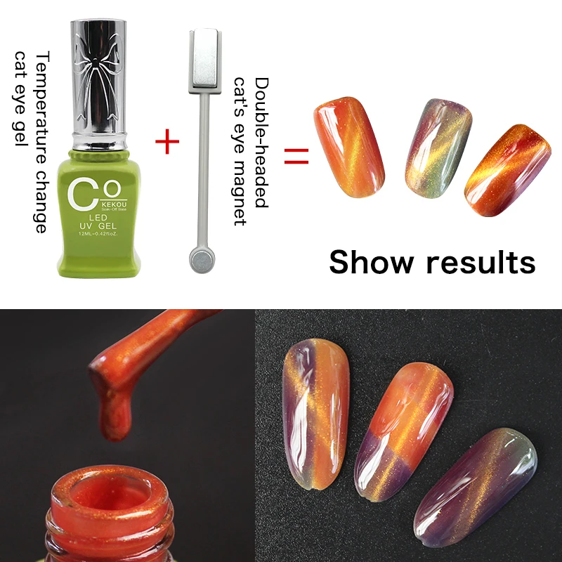 

CoKEKOU Magnet 3D Cat Eye UV Gel Polish Glitter Varnish Temperature Color Changing Long-lasting Nails Gel Polish gel lacquer