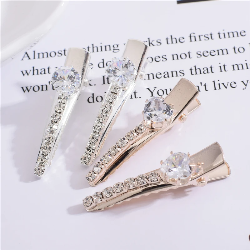 2 шт. модные ободки для волос в форме сердца с большим цирконом для женщин Полные бриллианты Маленькие заколки Аксессуары для волос Эми Леди.