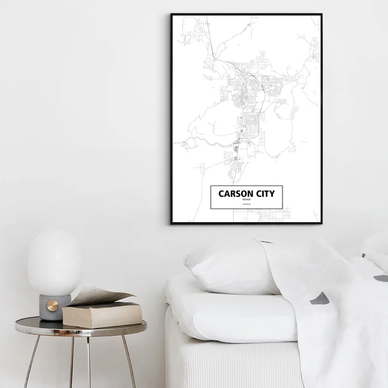 Карсон-Сити Невада Соединенные Штаты черный белый цвет на заказ карта городов