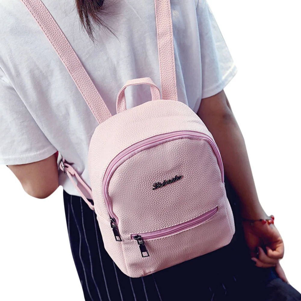 

Girls Leather School Bag Travel Backpack Satchel Women Shoulder Rucksack Carino Borsa Femminile In Tinta Unita