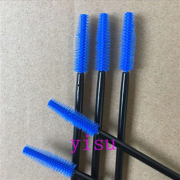 50pcs One-off Silicone Mascara Wands Applicator Disposable Eyelash Brushes Towel Shape Makeup Brush For Eyelash Extension - Handle Color: Black  deep blue