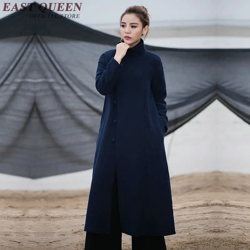 Женское шерстяное пальто ручной работы Элегантное зимнее с китайскими