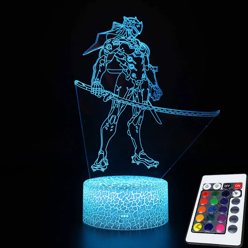 MY158-REMOTE OW 7 цветов меняющаяся Настольная Лампа для проектора USB светильник Led Overwatch Reaper Hanzo Genji mcchini экшн-фигурка светящиеся игрушки - Цвет: MY158-REMOTE