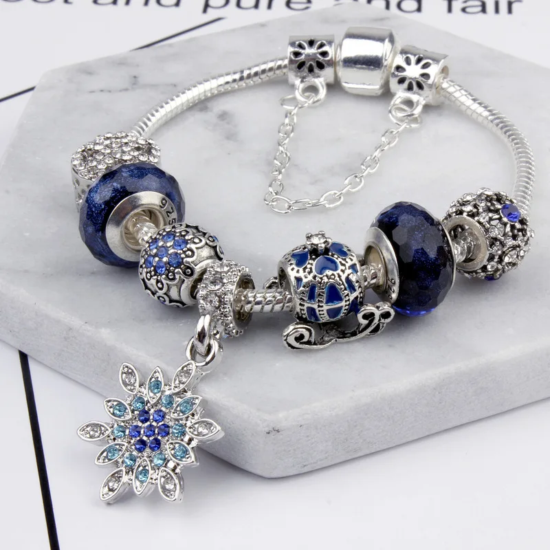 

Blue Star Bracelet, Christmas Snow Pumpkin Car Pendant Bracelet, Valentine's Day Gifts, Fashion Jewelry Wholesale,HMF130