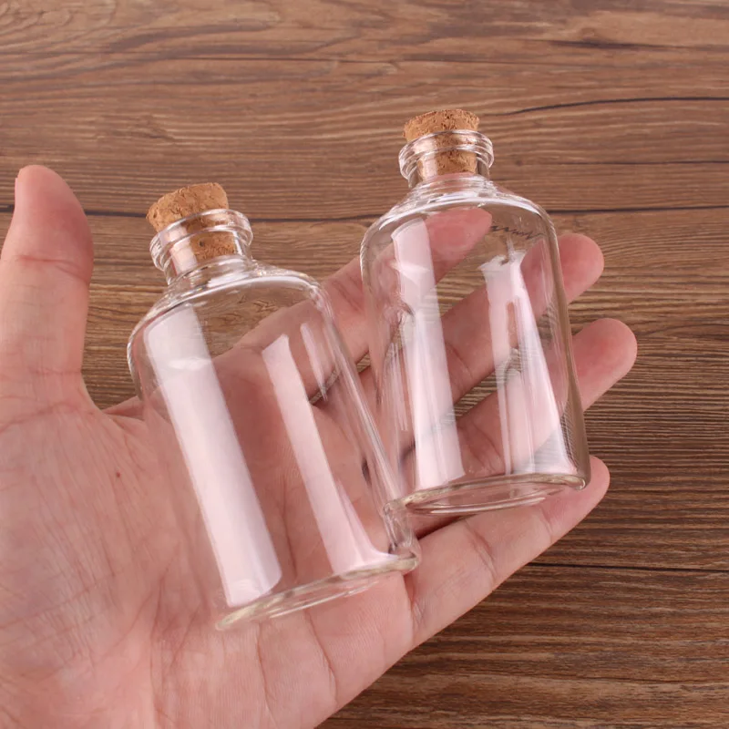 

24pcs 60ml Size 40*75*12.5mm Transparent Glass Bottles with Cork Stopper Empty Spice Bottles Jars Gift Crafts Vials