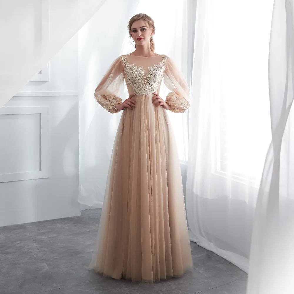 Ruthshen Vestido сексуальное элегантное платье с глубоким вырезом и длинными рукавами для выпускного вечера длинное вечернее платье с аппликацией для девочек