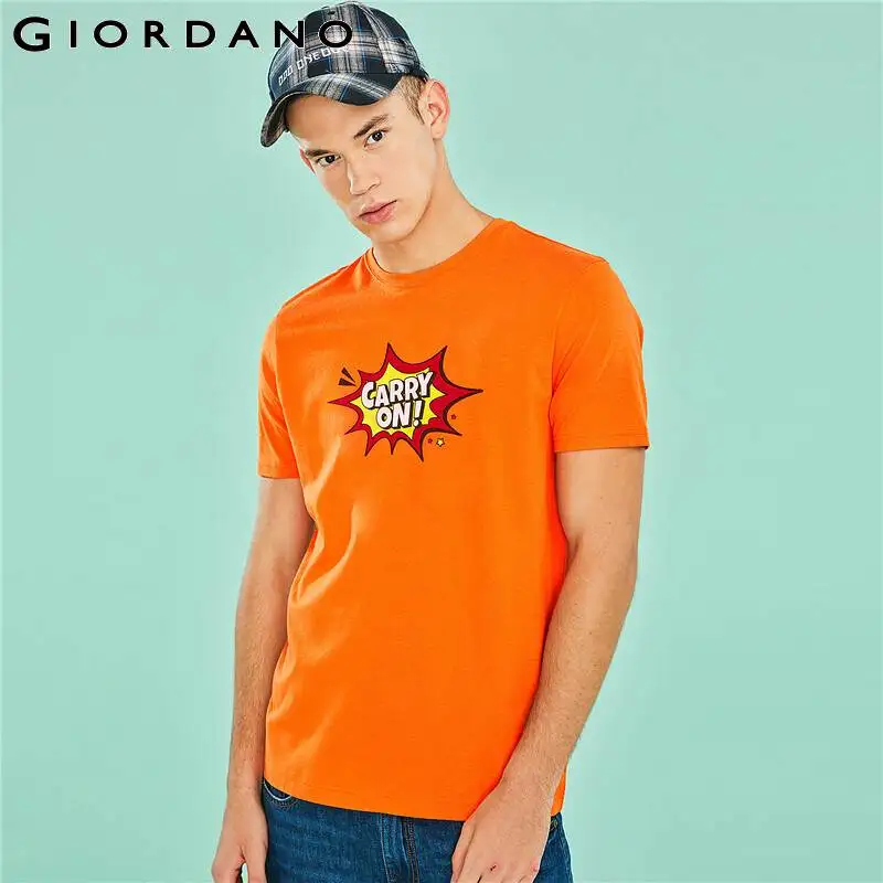 Giordano Men Tshirt Short Sleeve Graphic T Shirt Homme Bright Color Camisetas Hombre Funny Slogan Tee For | Мужская одежда