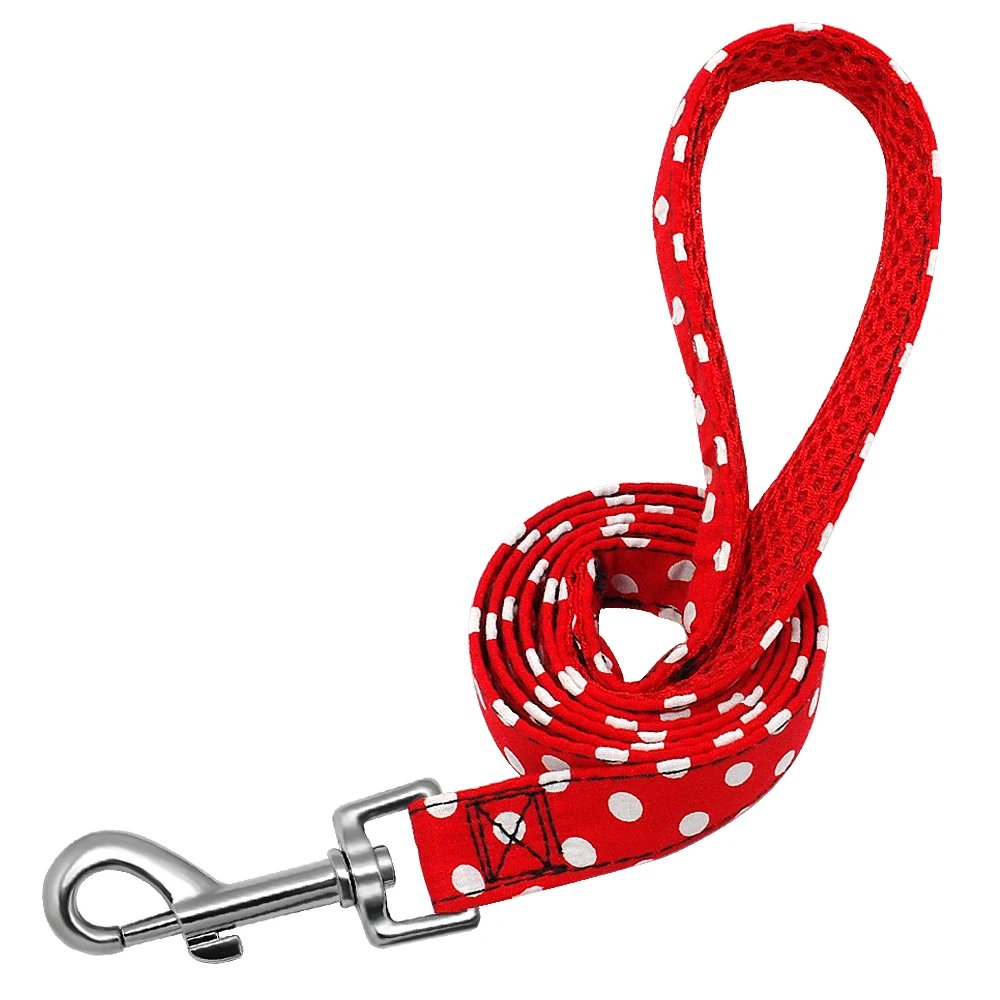 Polka Dot Red 4 фута модный собачий поводок с рисунком, нейлоновый поводок для домашних животных, веревка для маленьких и средних собак, мягкие поводки для прогулок для домашних животных, чихуахуа, питбуля - Цвет: Polka Dot Red