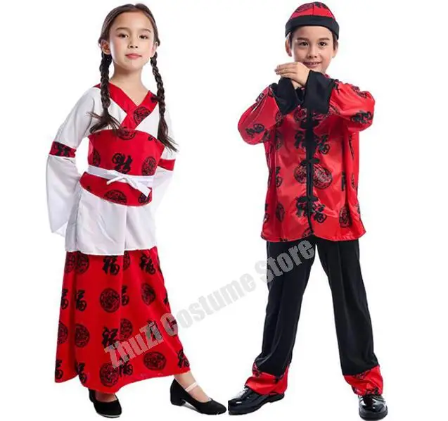 

traditional Ancient Clothing boys chinese folk dance dance costumes girls children kids child tang dynasty costume hanfu dress