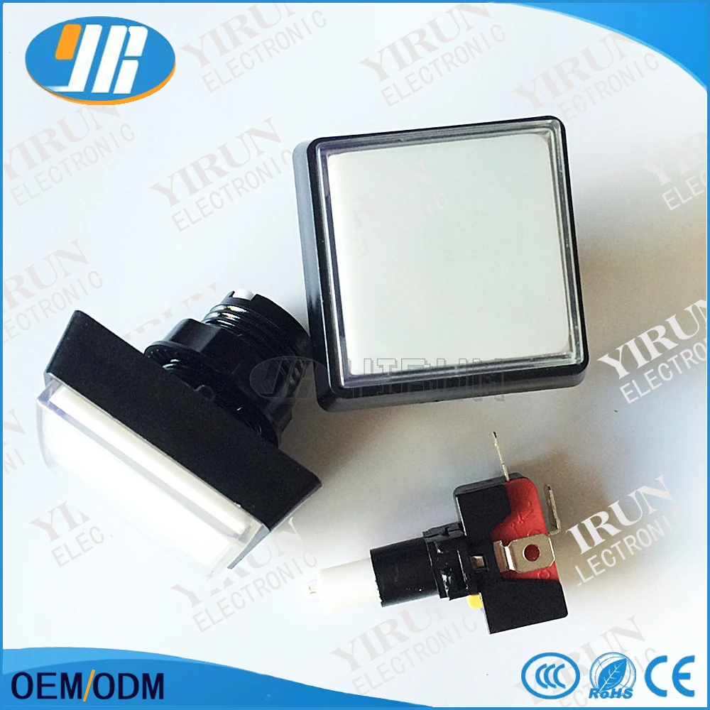 

Arcade Square 51mm *51mm Lighted Push Button Illuminated Light With Microswitches For Slot Game Machine