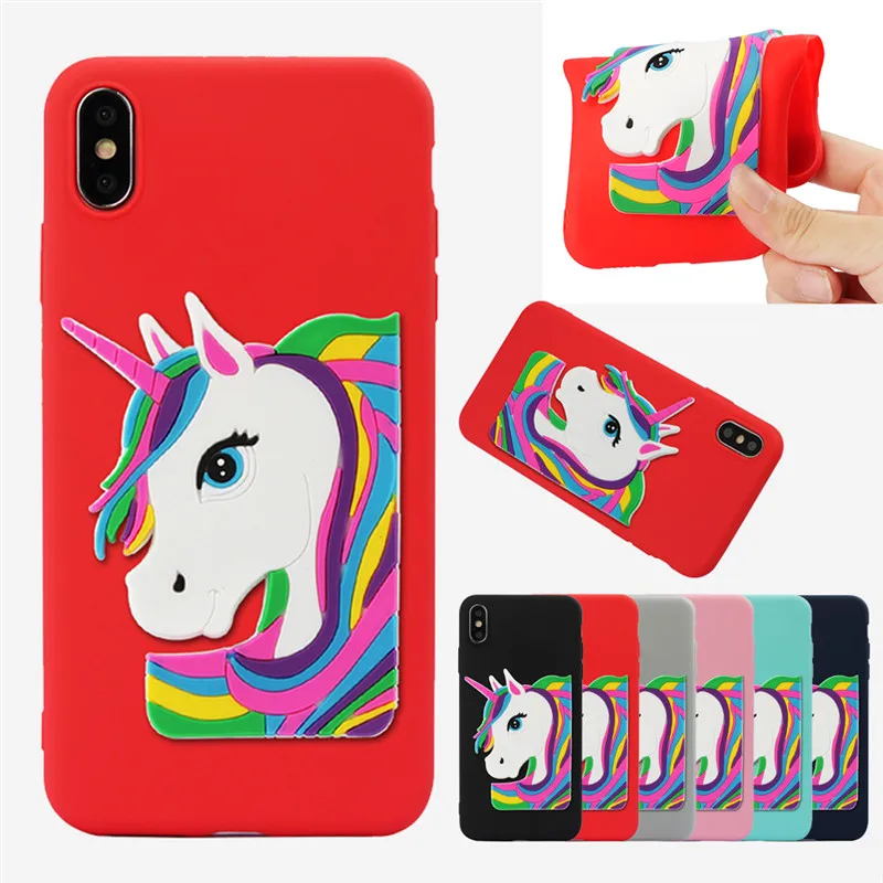 3D милый единорог мультфильм патч Телефон чехол для iphone 7 6 6s 8 plus карамельный цвет