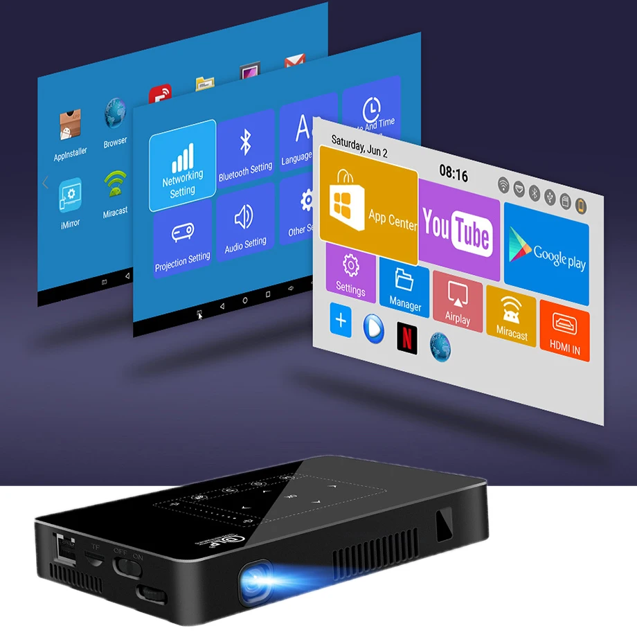 Smartldea P10 мини интеллектуальный проектор DLP android 9 0 wifi beamer bluetooth 4K Встроенный