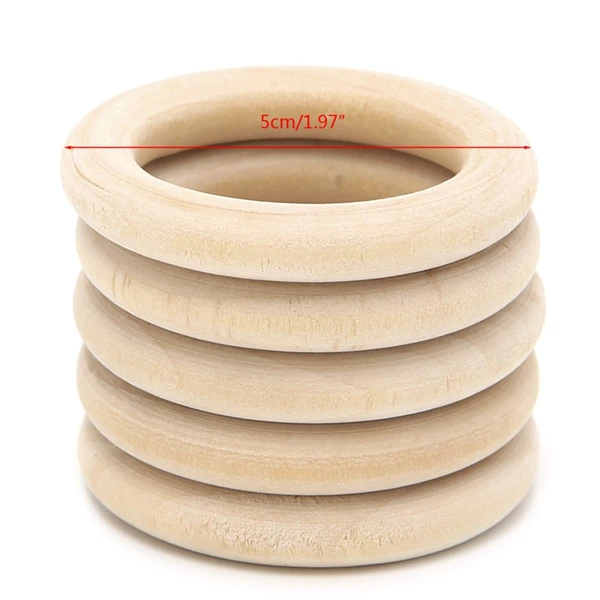 50MM DIY деревянные бусины соединители кольцо круги бусины без свинца натурального дерева - Цвет: 50MM