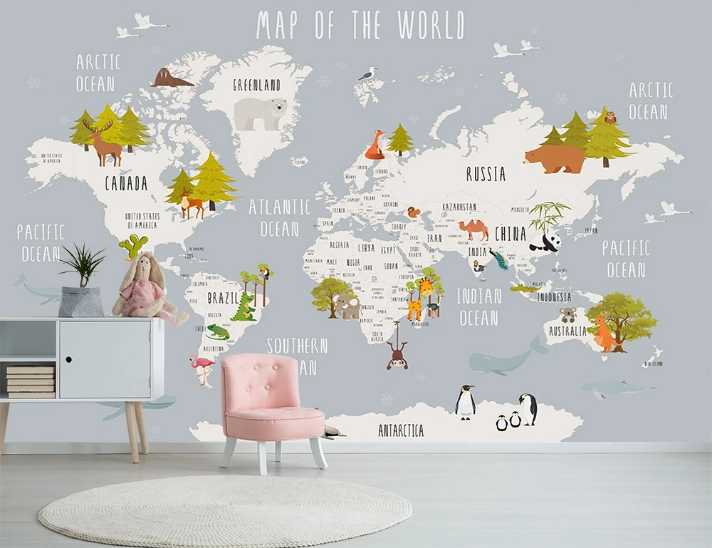 

[Self-Adhesive] 3D World Map 44 Wall Paper mural Wall Print Decal Wall Murals