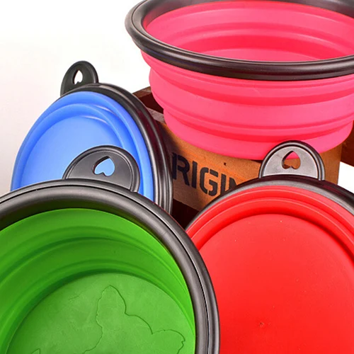 Горячая распродажа! Силиконовая дорожная Собачья Миска Складная премиум