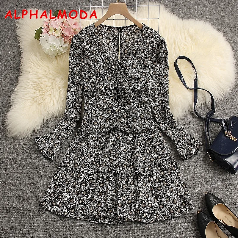 Женское шифоновое платье ALPHALMODA на шнуровке с вырезами длинные расклешенные