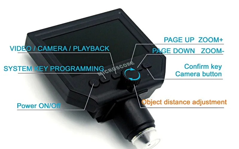 1-600x 3.6mp USB цифровой электронный микроскоп Портативный 8 светодиодов vga с 4.3 &quotHD OLED