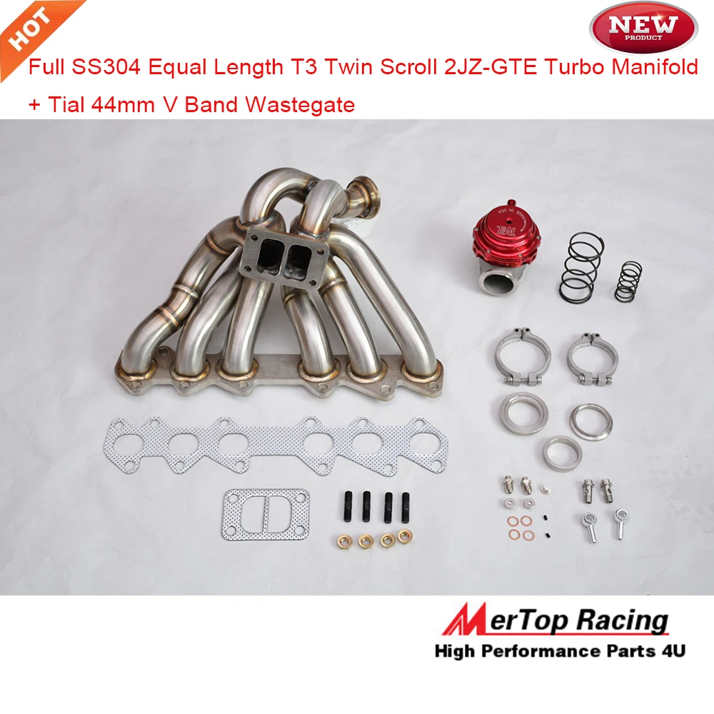 MERTOP Full SS321 Equle Long 3 мм Толщина T3 разделите 93 98 2JZGTE 2JZ турбо коллектор + 44 V band