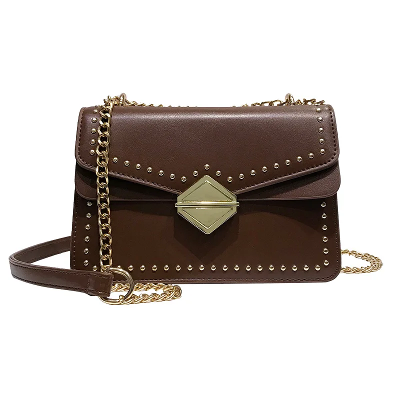 Пикантные дизайнерские шлепанцы цвет золотой сумки с заклепками для Для женщин