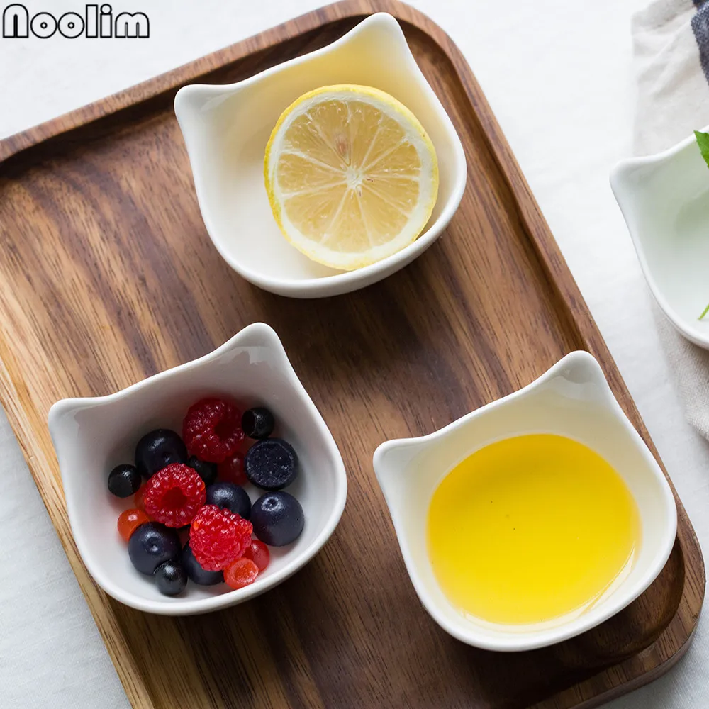 4 шт. керамическая миска для кошек NOOLIM белая фарфоровая мультяшная фруктовая