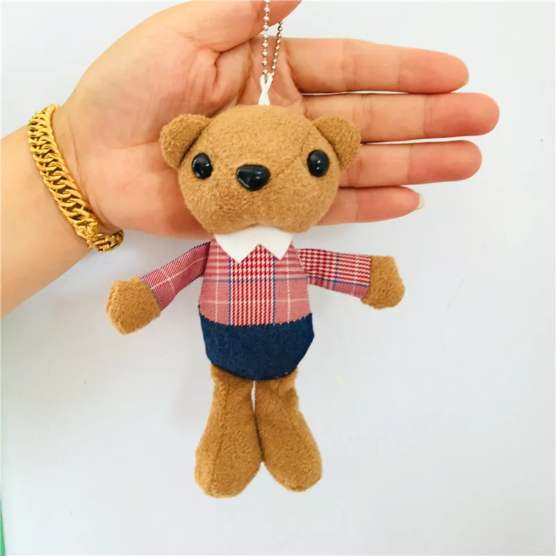 1 шт. 16 см Kawaii клетчатая одежда бант мишки кошка плюшевые игрушки мягкие животные
