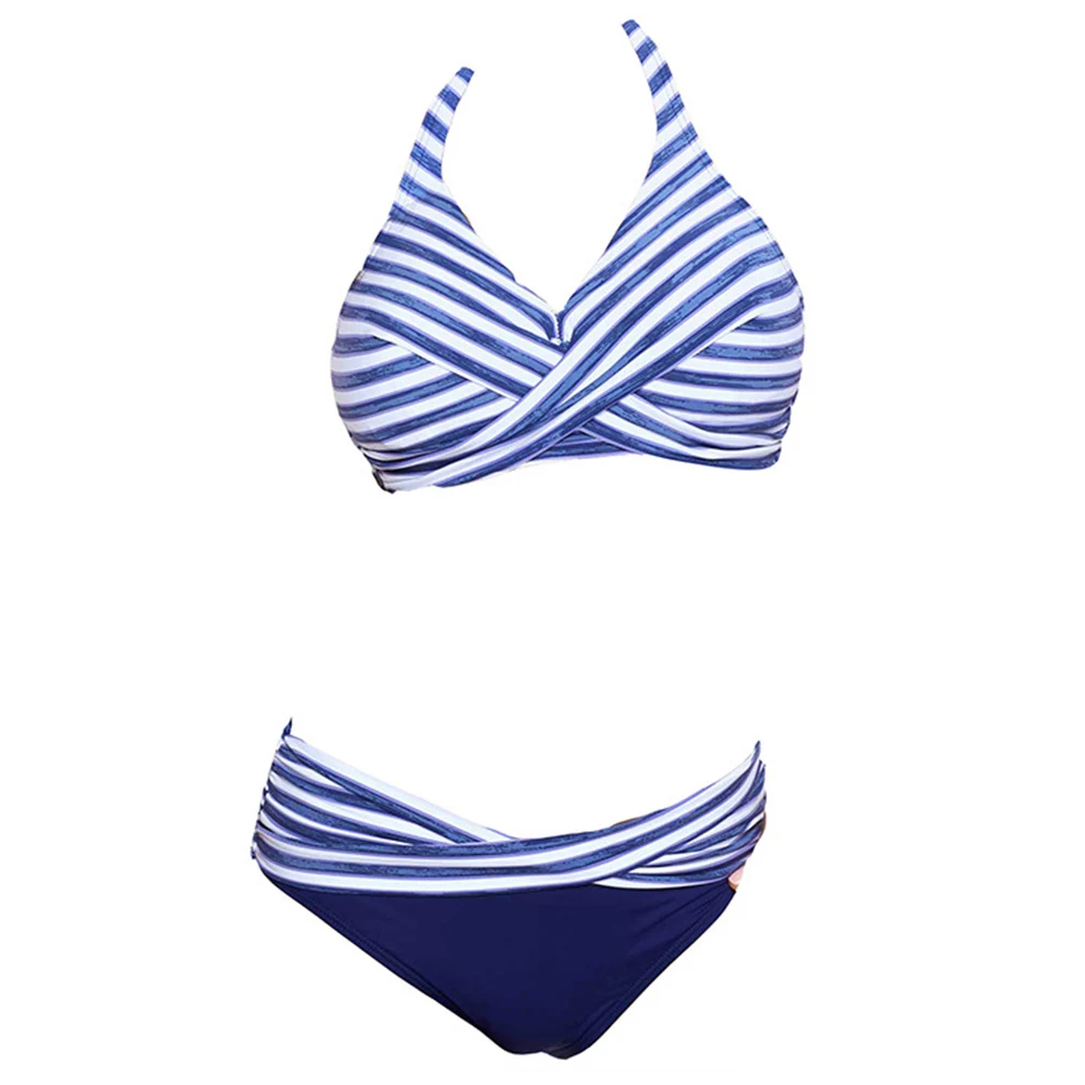 FS 2018 Sexy Полосатый повод High Cut Bikini наборы плюс Размеры купальники Треугольники для