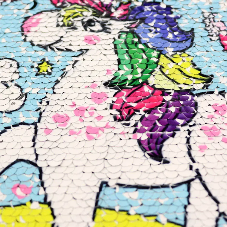 1pcs Cartoon Unicorn Reversible Change Sequins Patches For Clothes Kids Girl T Shirt Sew On Embroidered Fabric DIY Applique | Дом и сад