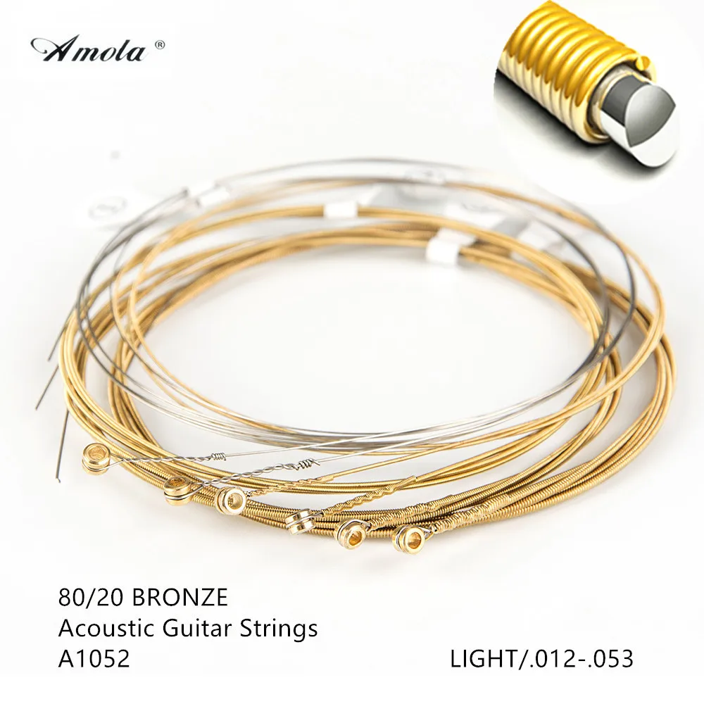 

A1052 акустическая 80/20 бронзового цвета с NANOWEB покрытие светильник 012-053 Запчасти для акустической гитары аксессуары гитарные струны