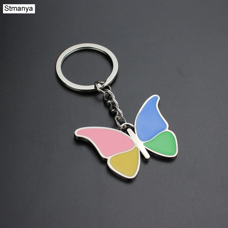 

New Metal Keychain Men Women Car Key Chain Fashion Bag Charm Accessories key Ring Flower butterfly New K1297