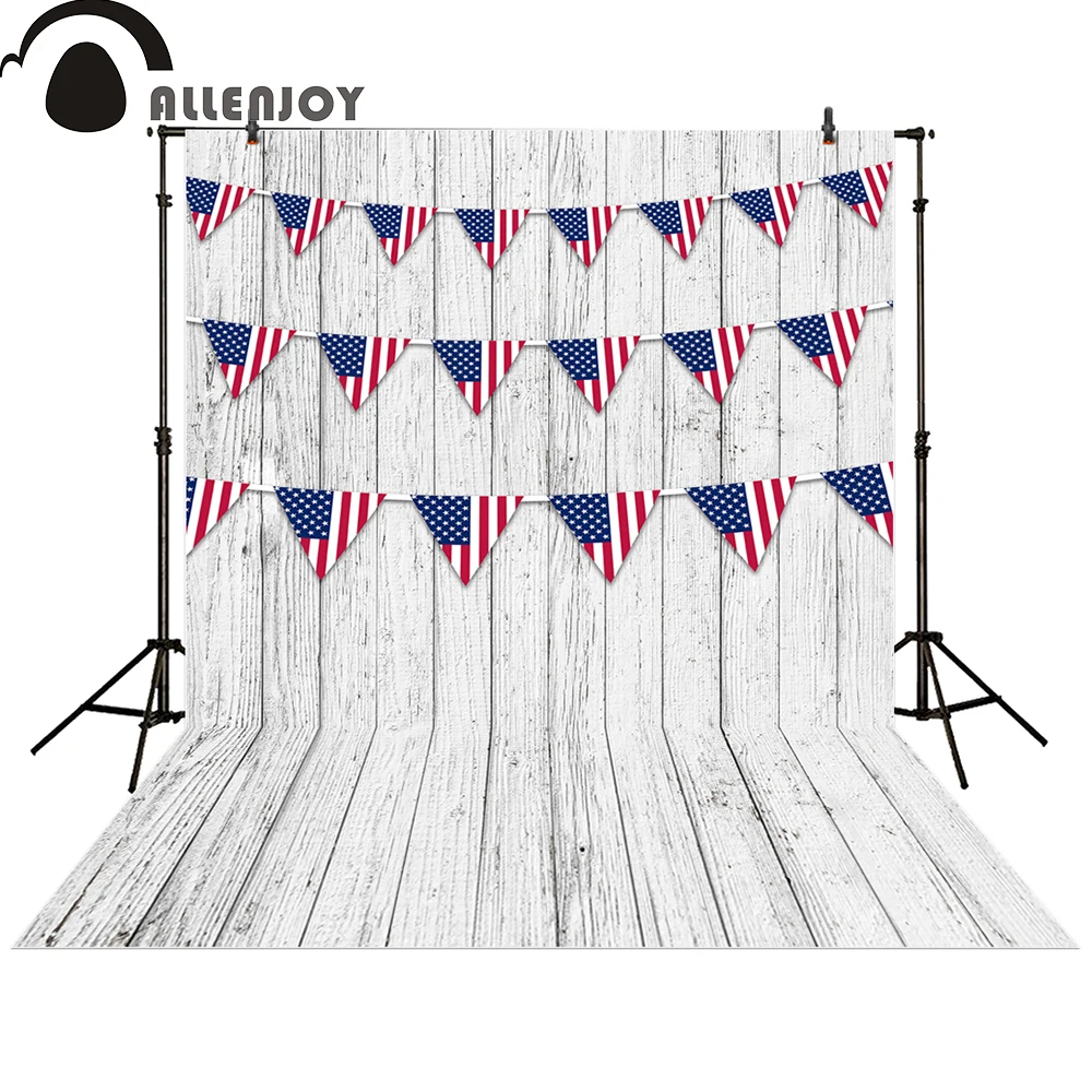 Фон для фотосъемки Allenjoy белый деревянный пол Патриотический американский флаг