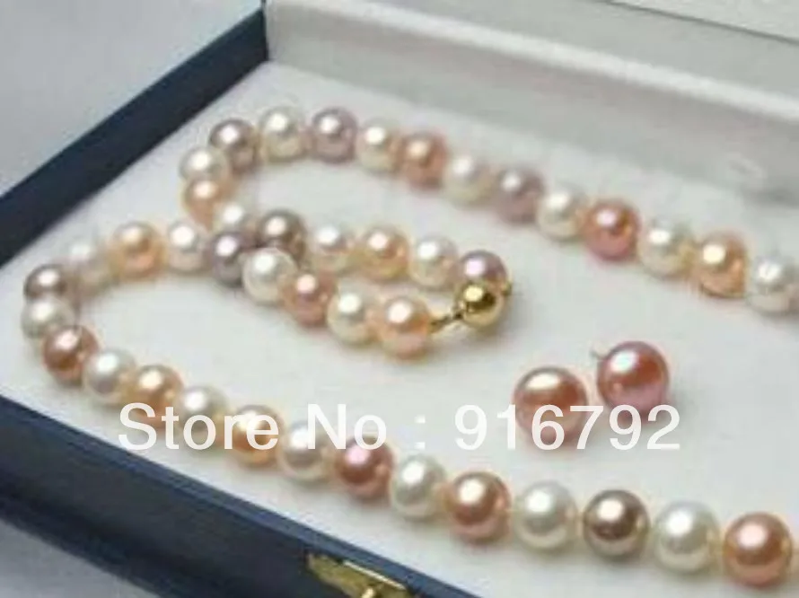 shipping &gt&gt&gt&gt3pc 8-9MM MUTICOLOR AKOYA PEARLS NECKLACE&ampEARRINGS SET 18&quot | Украшения и аксессуары