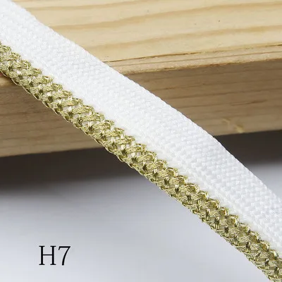 H7 10 yards/lot White multi-style with gold wire braided ribbon rope gold edging flange trim accessories DN487 - Цвет: H7