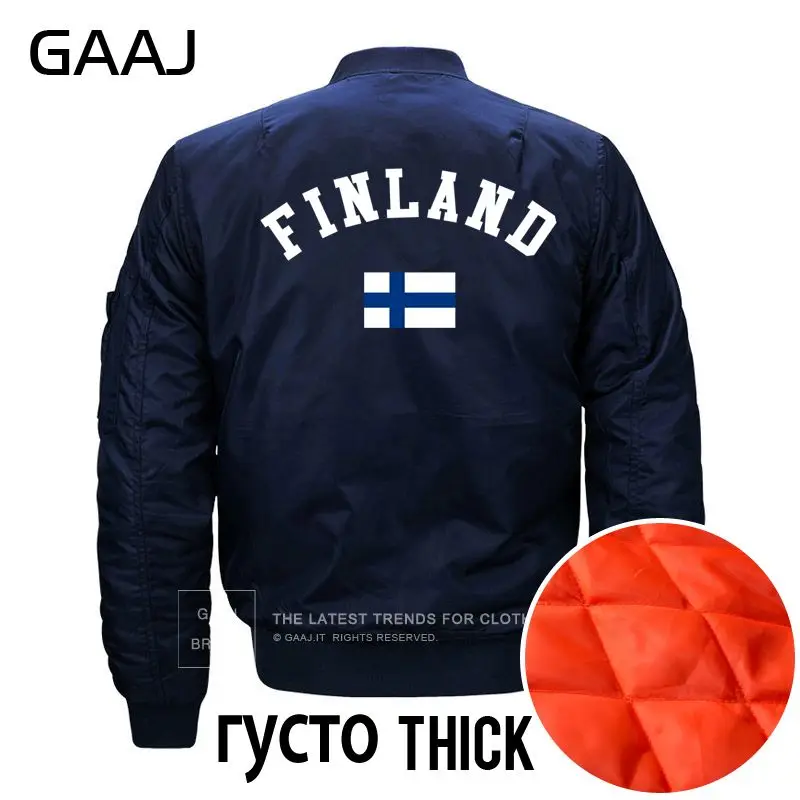 GAAJ принтом флаг Финляндии куртки Для мужчин с круглым вырезом теплая куртка 6XL 7XL 8XL флис пилота модная куртка военного фасона Водонепроницаемый - Цвет: Thick Navy