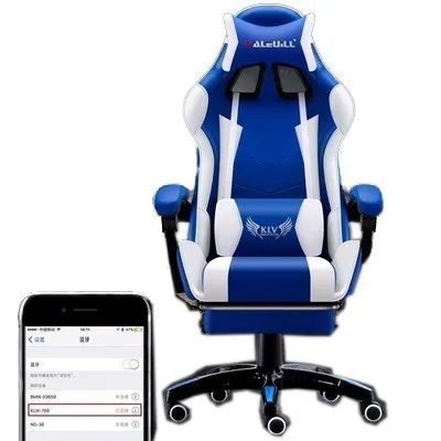 blue Bluetooth Высокое качество D-2 игровой Poltrona Esports Silla Gamer кресло из искусственной кожи колесо может лежать с подставкой для ног офисная мебель - Цвет: blue Bluetooth
