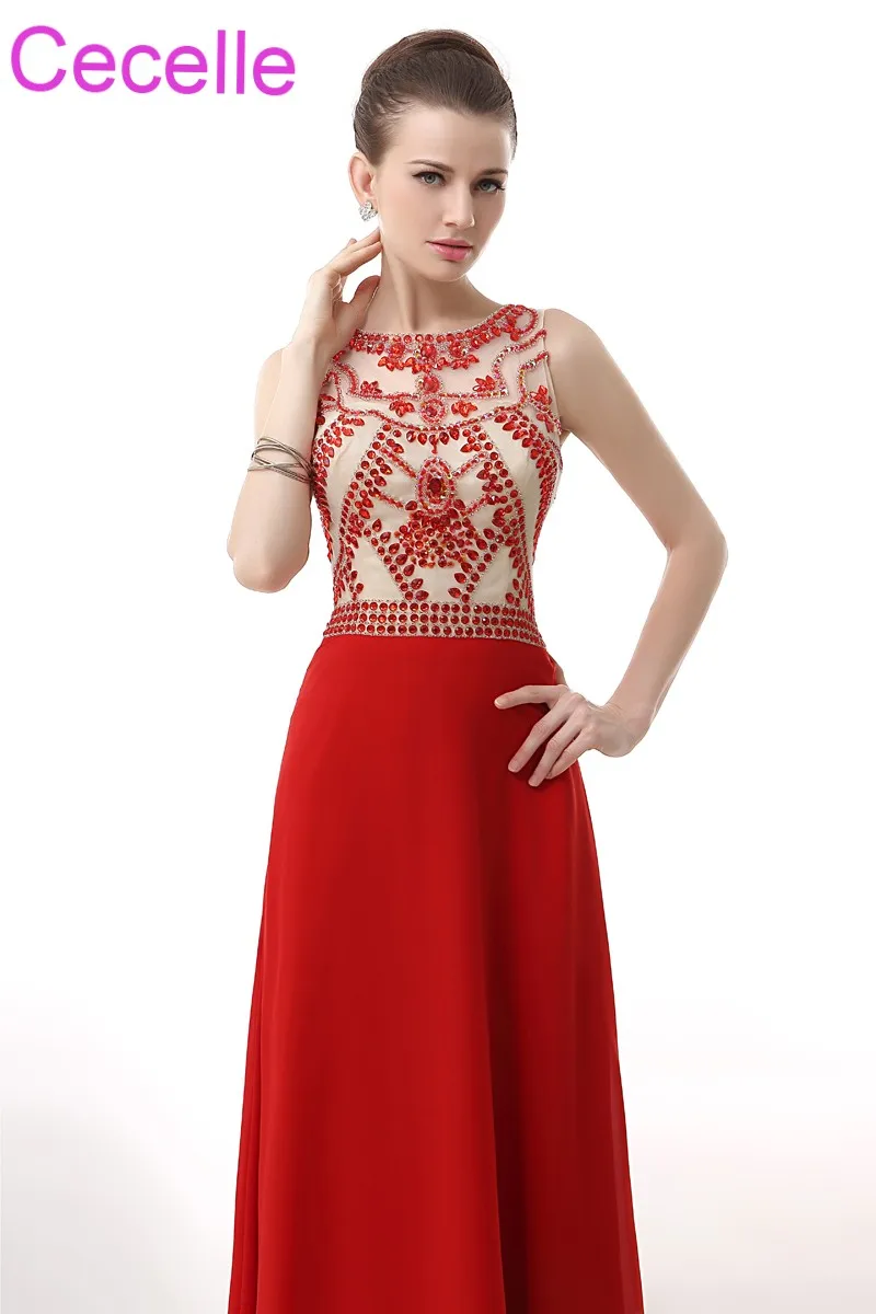 Red A-line Long Prom Dresses 2019 Beaded Top Chiffon Teens Sparkly Gowns Girls Formal 2K18 Party Custom Made | Свадьбы и торжества