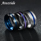 Мужское и женское кольцо Atoztide, 8 мм, черно-синее кольцо из нержавеющей стали, обручальное кольцо средней длины