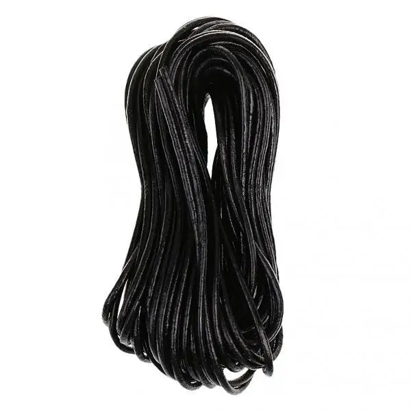 

2 Piece Black Round Leather Cord Jewelry Beading Cord String Lace Thong 2mm