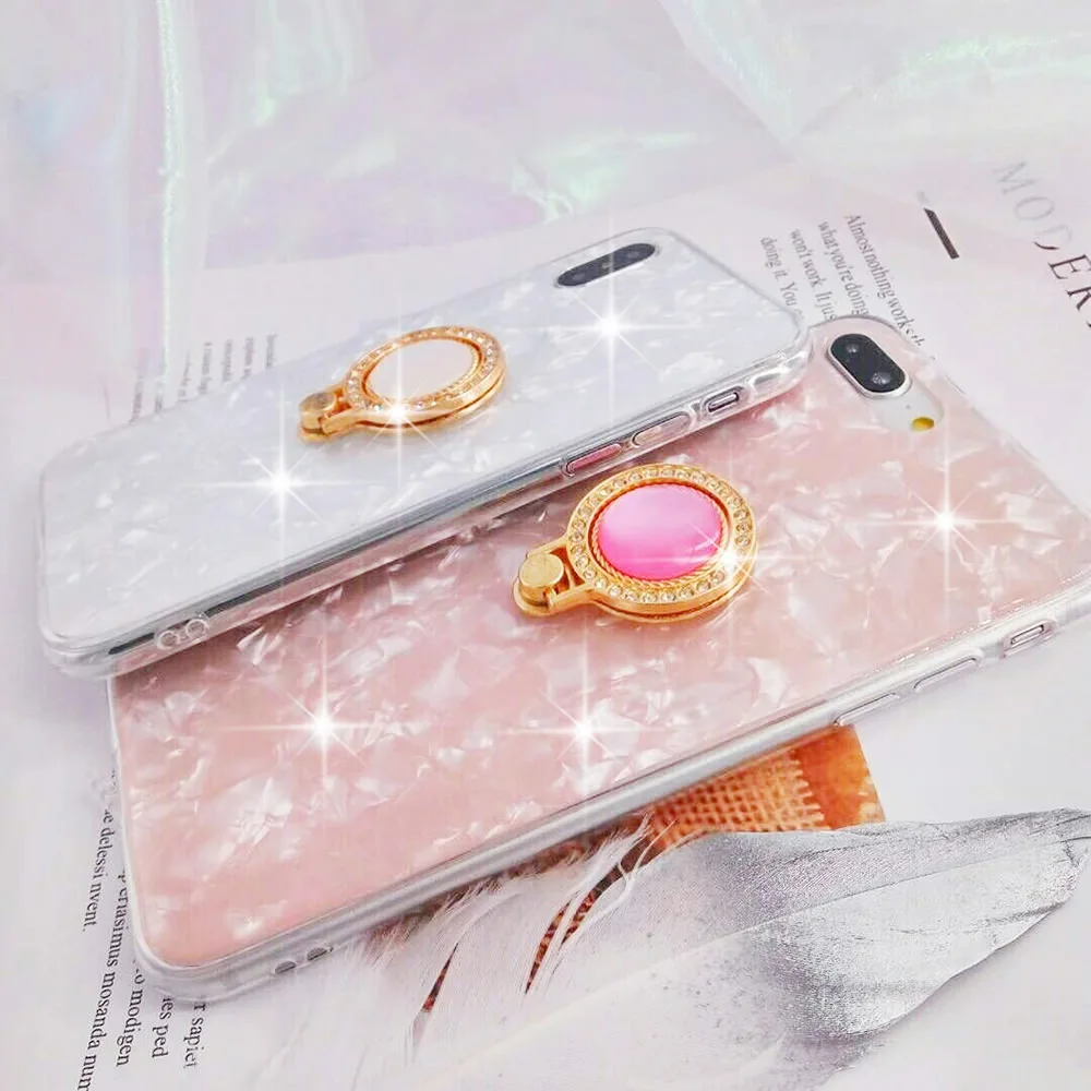 L-FADNUT Diamond Finger Ring Holder Case For iPhone X Xs stylish Bumper 6 6S 7 8 Plus Luxury Lovely Shockproof Cover |
