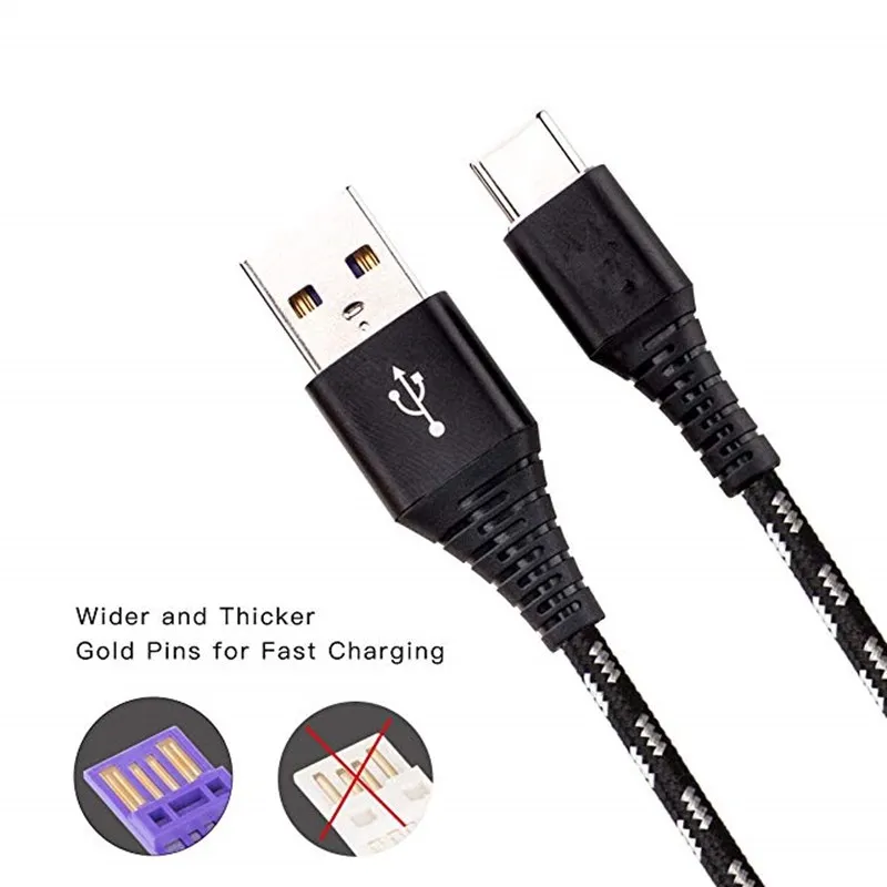 Нейлоновый Плетеный usb-кабель для зарядки Huawei Samsung Galaxy S9 S8 Plus Note 9/8 LG G6 G7 Moto Play Google